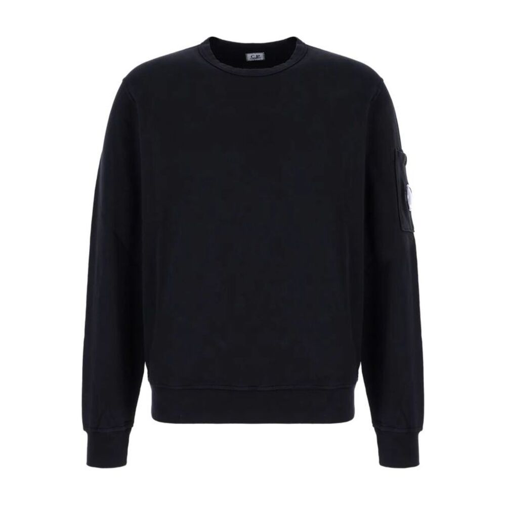 C.P. Company Men Crewneck Fleece Sweatshirt With Logo Badge